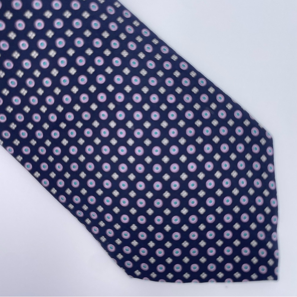 Maus & Hoffman Italian Made 100% Silk Navy Blue Patterned Men's Tie